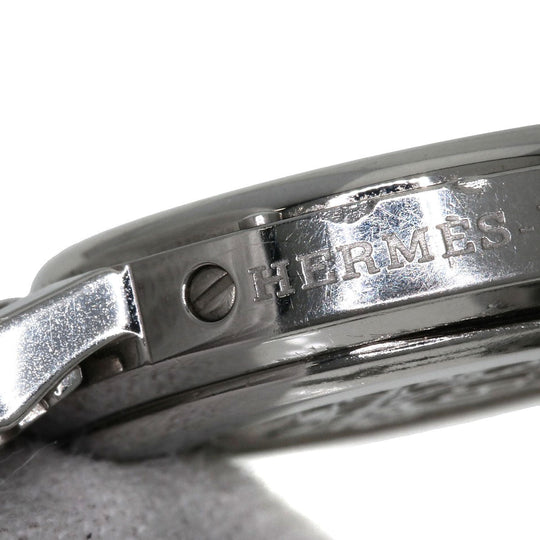 HERMES Watches Quartz CL4.210 Stainless Steel , Stainless Steel Silver Clipper black dial Women Used Authentic