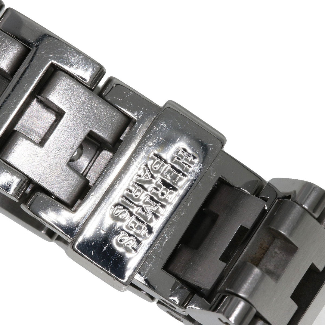 HERMES Watches Quartz CL4.210 Stainless Steel , Stainless Steel Silver Clipper black dial Women Used Authentic