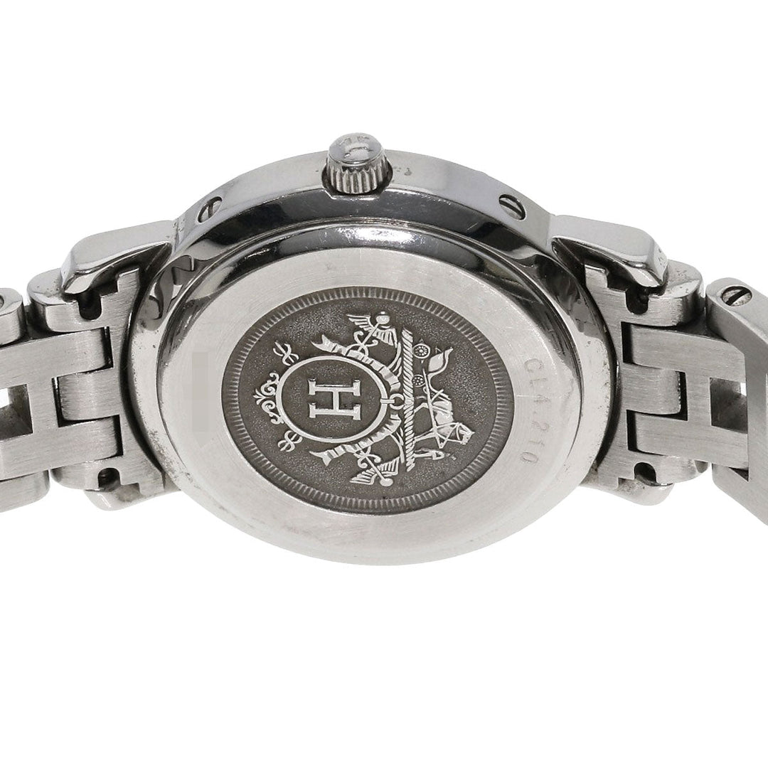 HERMES Watches Quartz CL4.210 Stainless Steel , Stainless Steel Silver Clipper black dial Women Used Authentic