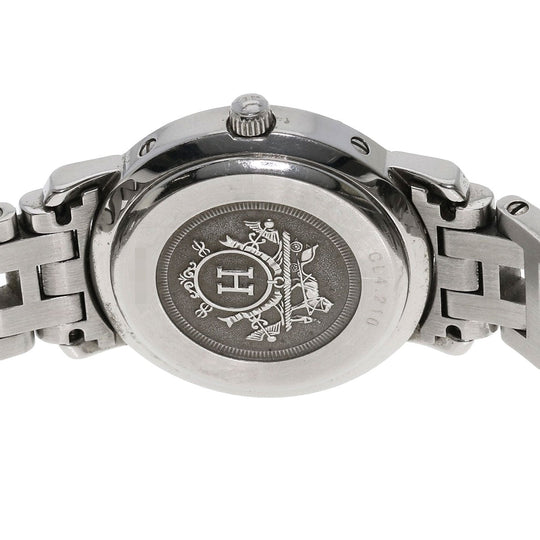 HERMES Watches Quartz CL4.210 Stainless Steel , Stainless Steel Silver Clipper black dial Women Used Authentic