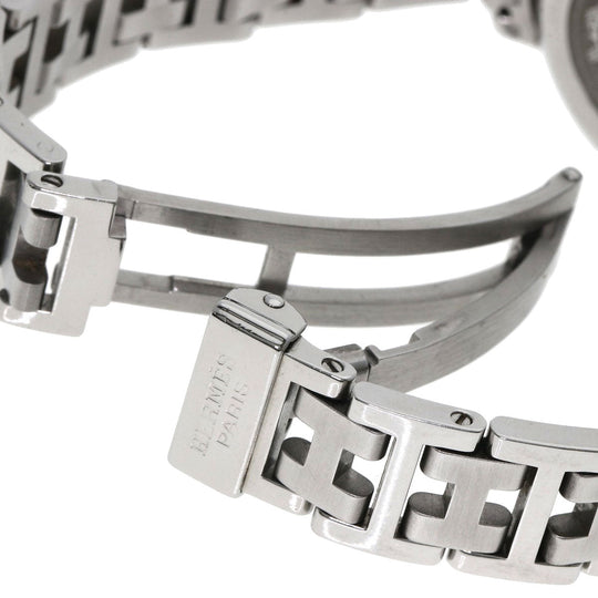 HERMES Watches Quartz CL4.210 Stainless Steel , Stainless Steel Silver Clipper black dial Women Used Authentic