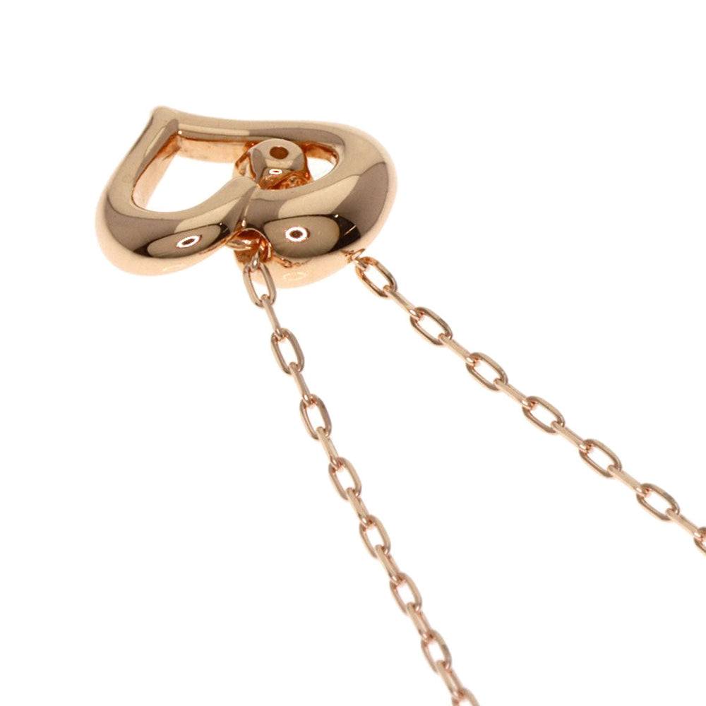 4℃ Necklace K10PG gold Heart motif diamond Women Used Authentic