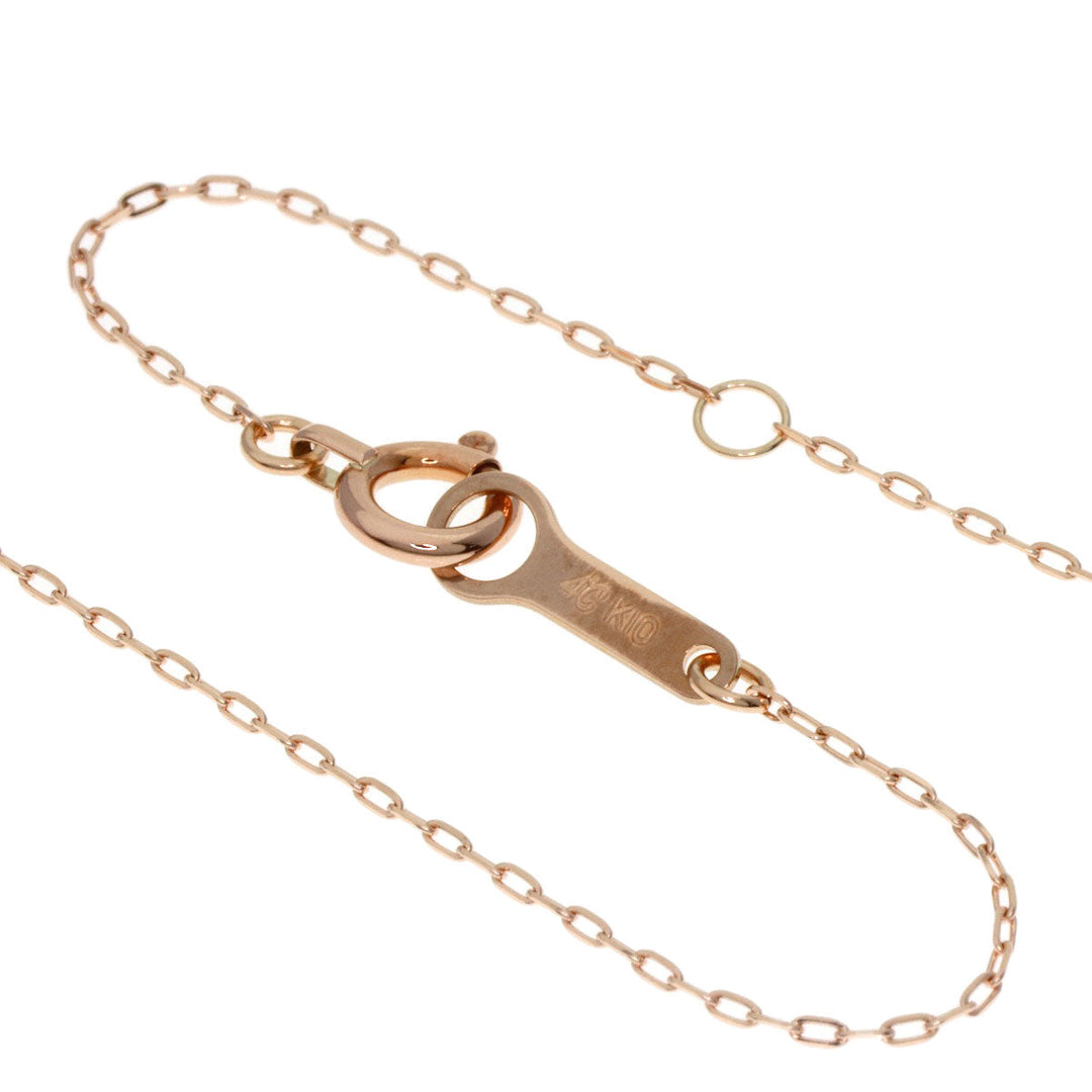 4℃ Necklace K10PG gold Heart motif diamond Women Used Authentic