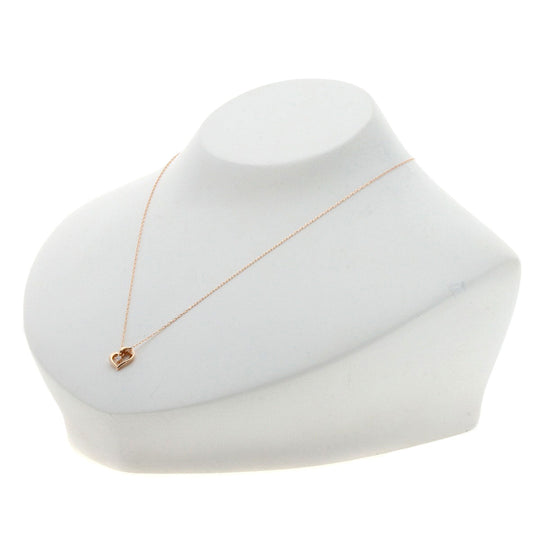 4℃ Necklace K10PG gold Heart motif diamond Women Used Authentic