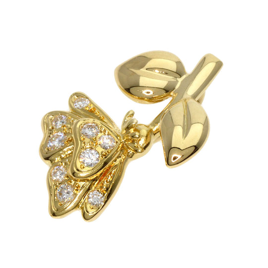 MIKIMOTO Pendant top 18K Yellow Gold gold Flower motif diamond Women Used Authentic