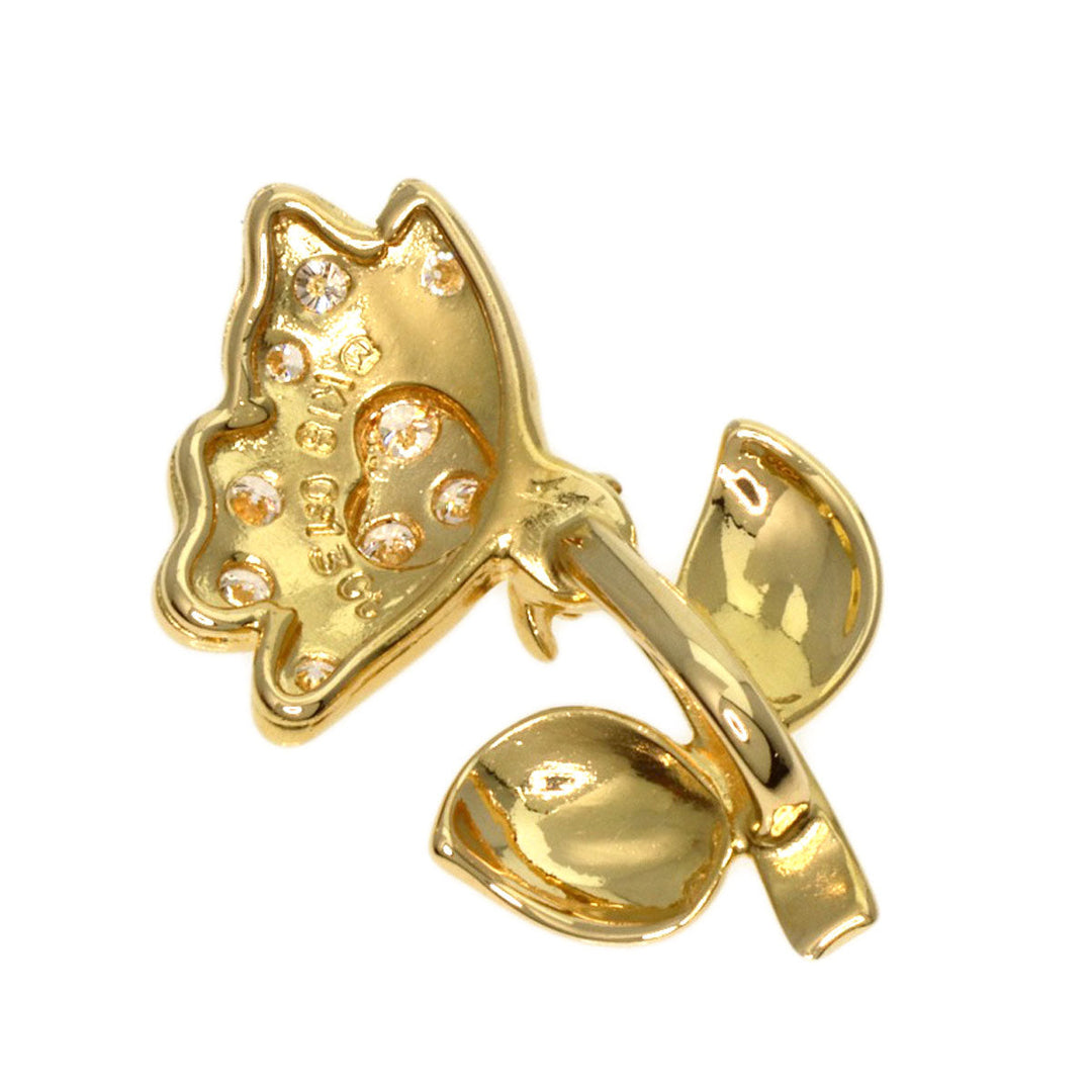 MIKIMOTO Pendant top 18K Yellow Gold gold Flower motif diamond Women Used Authentic