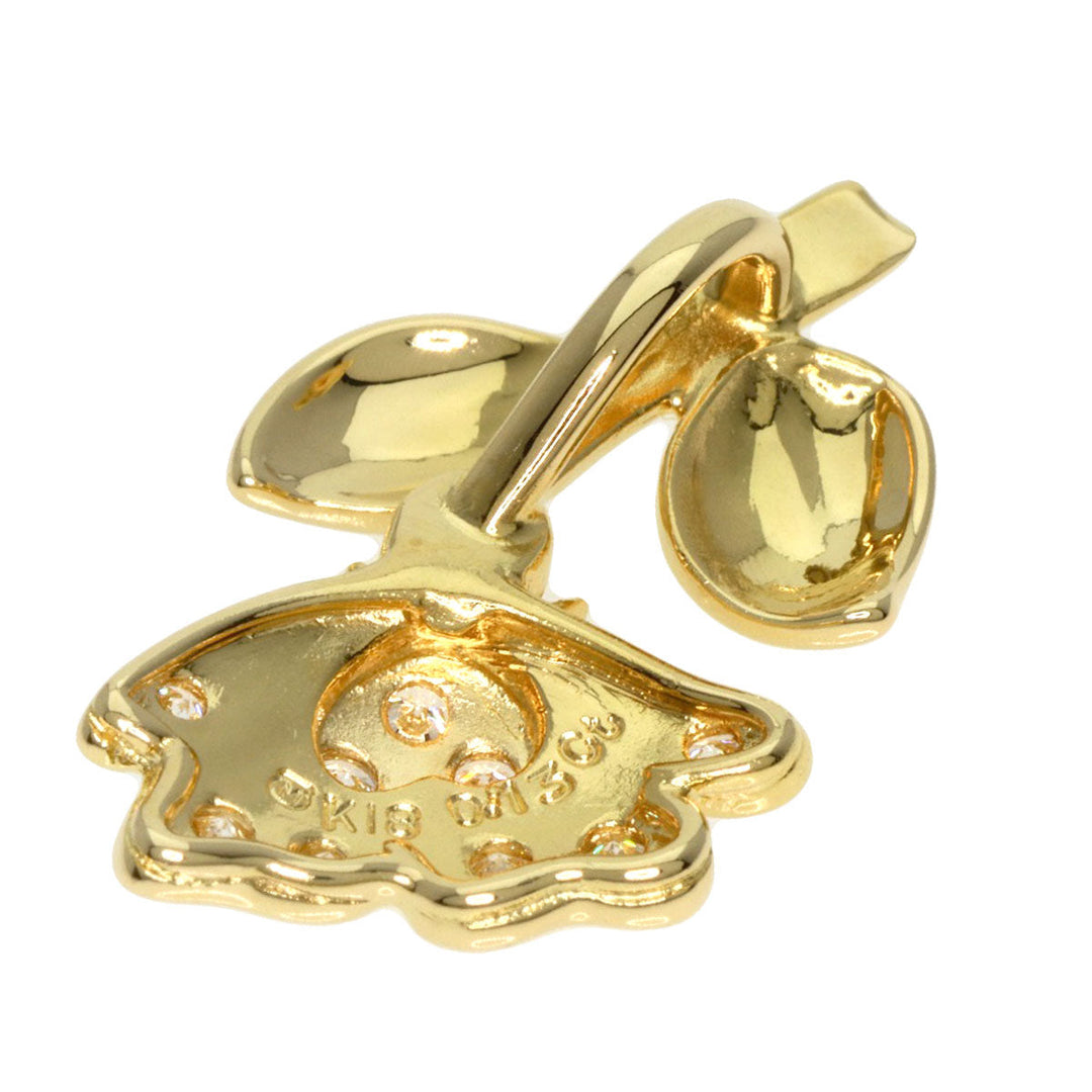 MIKIMOTO Pendant top 18K Yellow Gold gold Flower motif diamond Women Used Authentic