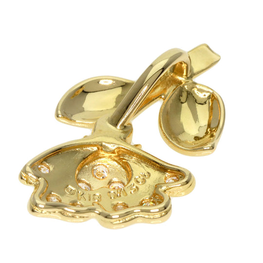 MIKIMOTO Pendant top 18K Yellow Gold gold Flower motif diamond Women Used Authentic