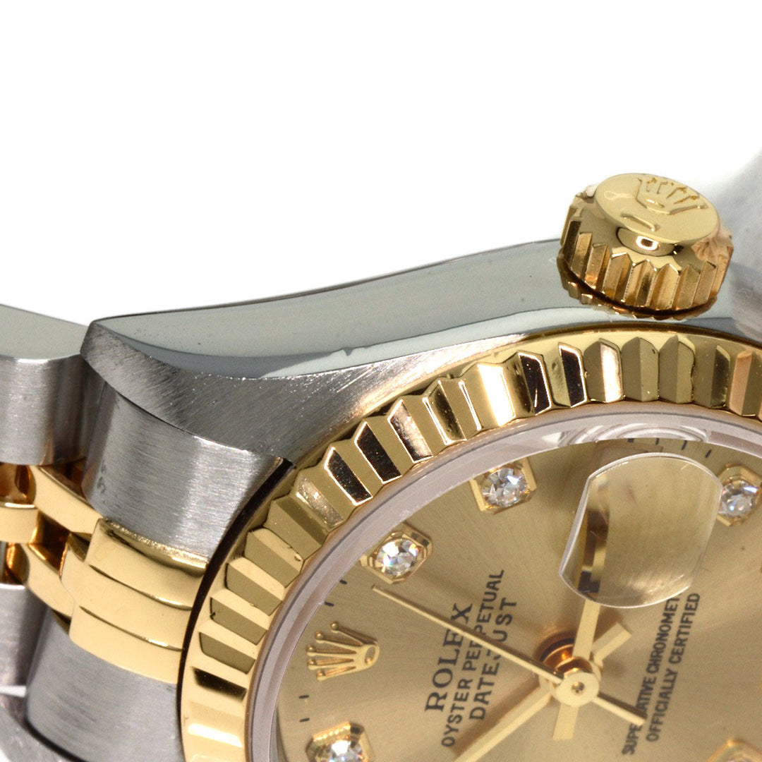 ROLEX Watches Mechanical Automatic 69173G Stainless Steel , SSxK18YG gold Datejust 10P Diamond Champagne Gold dial Women Used Authentic