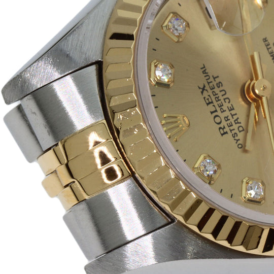ROLEX Watches Mechanical Automatic 69173G Stainless Steel , SSxK18YG gold Datejust 10P Diamond Champagne Gold dial Women Used Authentic