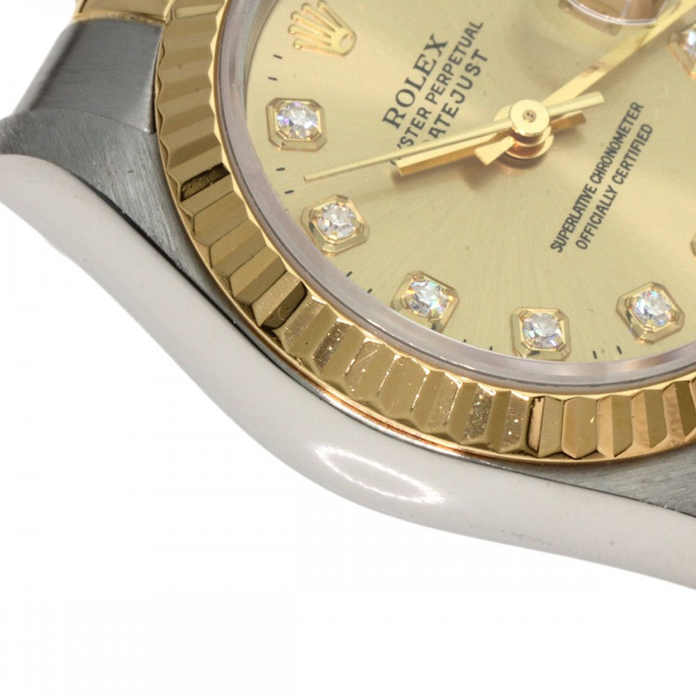 ROLEX Watches Mechanical Automatic 69173G Stainless Steel , SSxK18YG gold Datejust 10P Diamond Champagne Gold dial Women Used Authentic