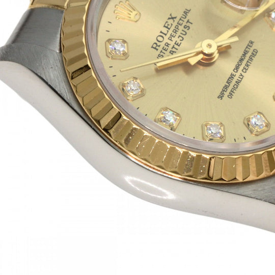 ROLEX Watches Mechanical Automatic 69173G Stainless Steel , SSxK18YG gold Datejust 10P Diamond Champagne Gold dial Women Used Authentic
