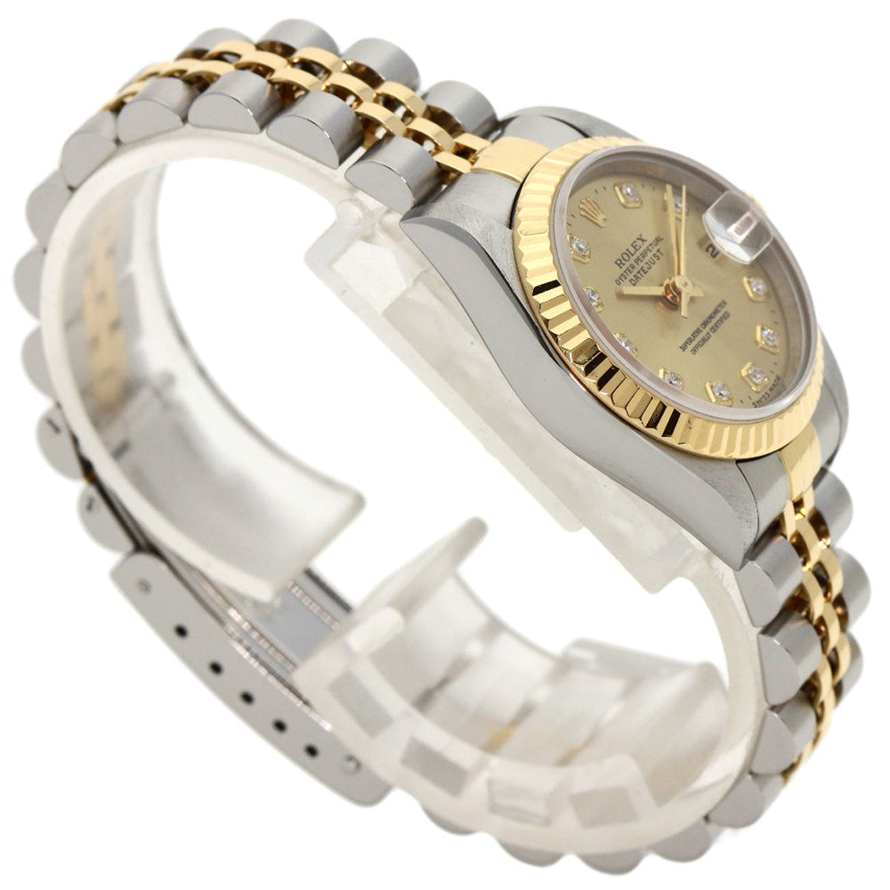 ROLEX Watches Mechanical Automatic 69173G Stainless Steel , SSxK18YG gold Datejust 10P Diamond Champagne Gold dial Women Used Authentic