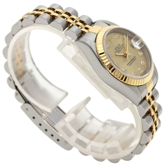 ROLEX Watches Mechanical Automatic 69173G Stainless Steel , SSxK18YG gold Datejust 10P Diamond Champagne Gold dial Women Used Authentic