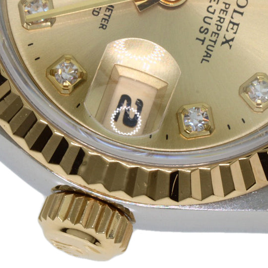 ROLEX Watches Mechanical Automatic 69173G Stainless Steel , SSxK18YG gold Datejust 10P Diamond Champagne Gold dial Women Used Authentic