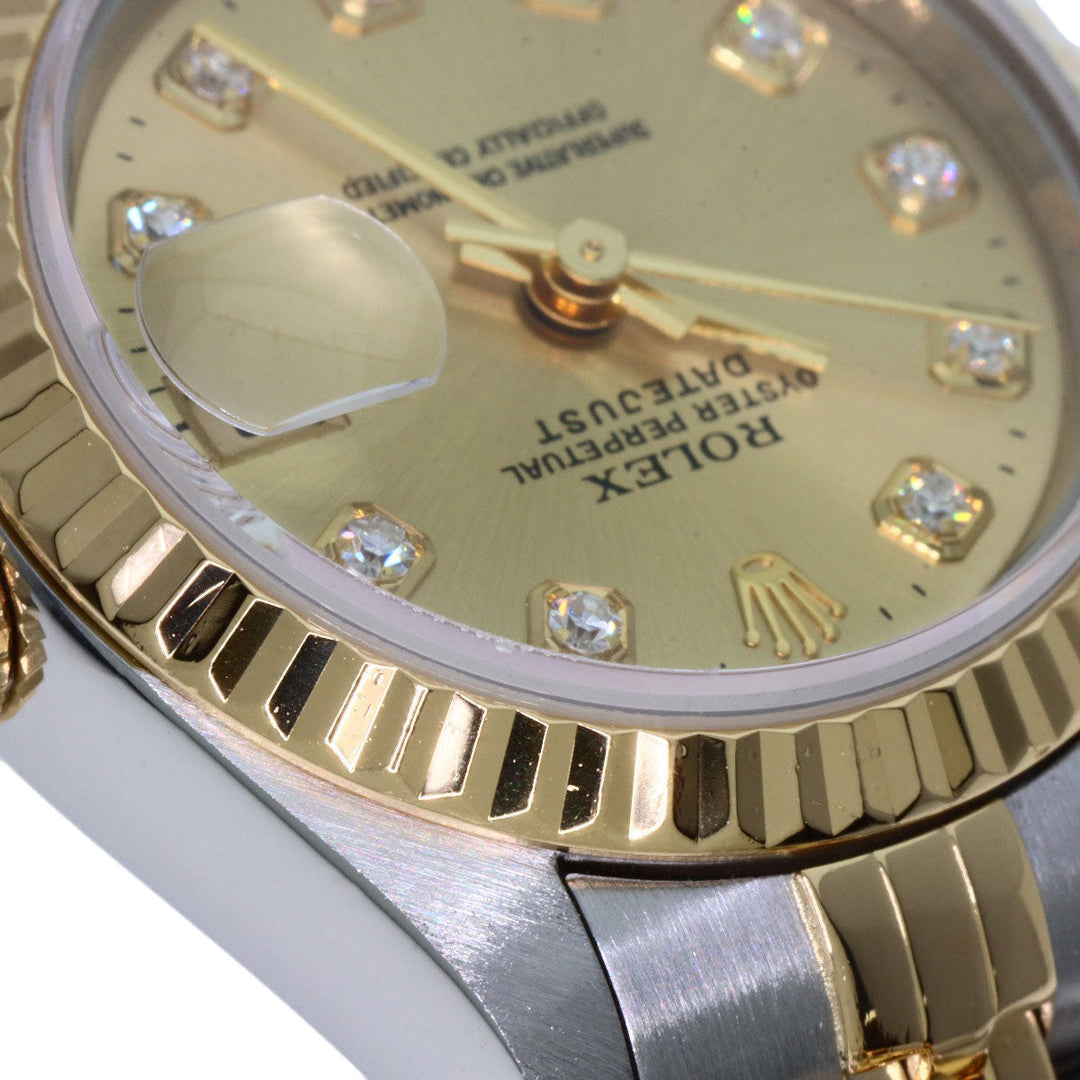 ROLEX Watches Mechanical Automatic 69173G Stainless Steel , SSxK18YG gold Datejust 10P Diamond Champagne Gold dial Women Used Authentic