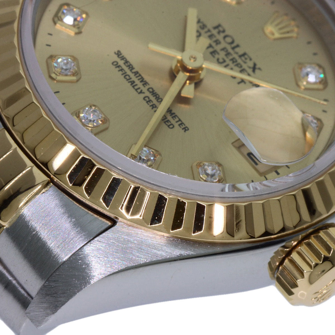 ROLEX Watches Mechanical Automatic 69173G Stainless Steel , SSxK18YG gold Datejust 10P Diamond Champagne Gold dial Women Used Authentic