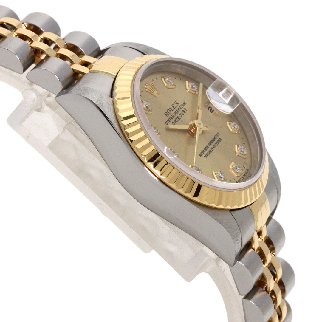 ROLEX Watches Mechanical Automatic 69173G Stainless Steel , SSxK18YG gold Datejust 10P Diamond Champagne Gold dial Women Used Authentic