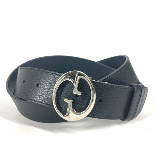 GUCCI belt 449715 leather black GG logo mens 105 Used Authentic
