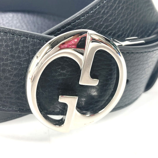 GUCCI belt 449715 leather black GG logo mens 105 Used Authentic