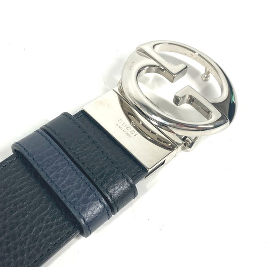GUCCI belt 449715 leather black GG logo mens 105 Used Authentic