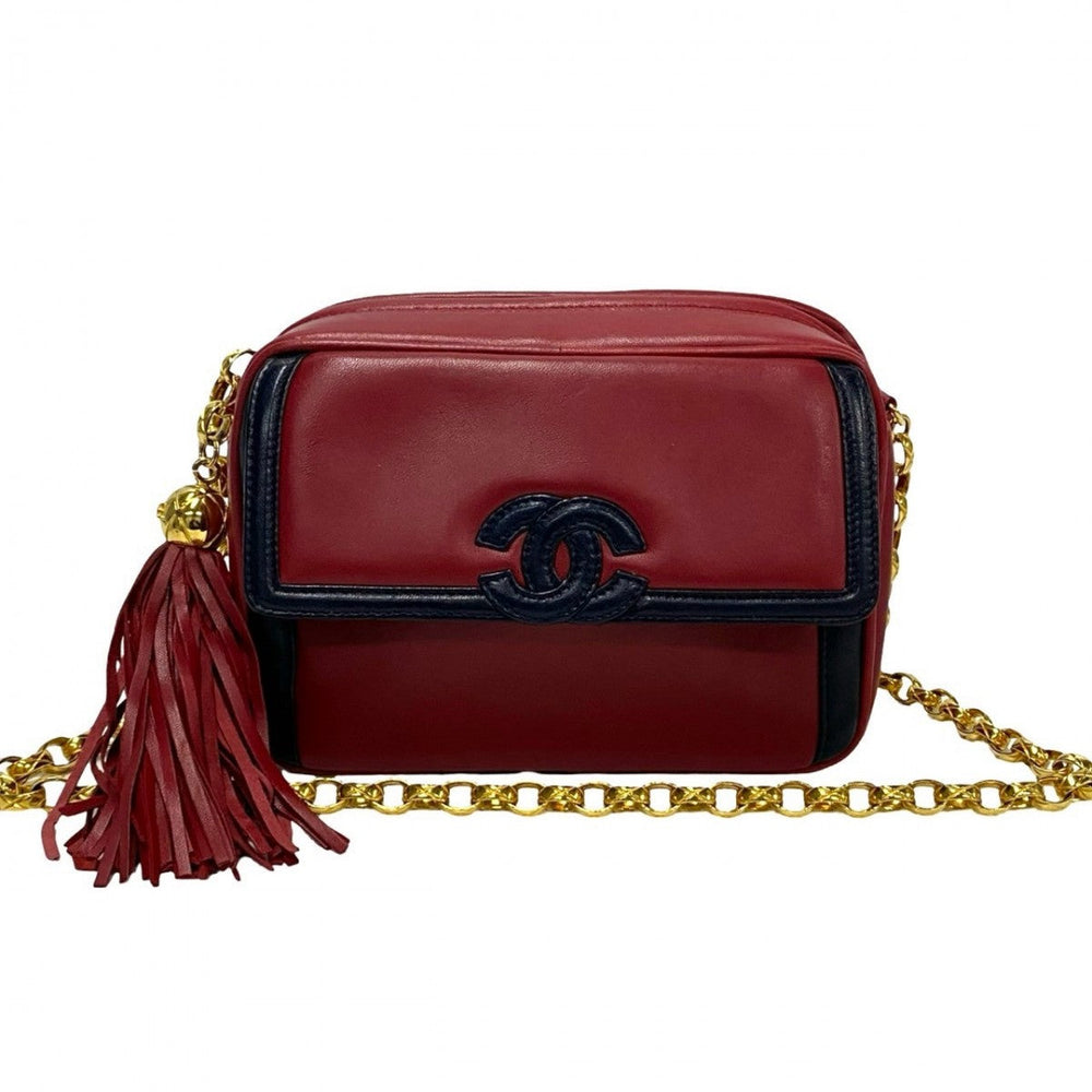 CHANEL Shoulder Bag lambskin Red