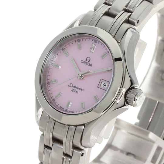 OMEGA Watches Quartz 2581.64 Stainless Steel , Stainless Steel Silver Seamaster120m Pink shell dial Women Used Authentic