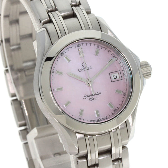 OMEGA Watches Quartz 2581.64 Stainless Steel , Stainless Steel Silver Seamaster120m Pink shell dial Women Used Authentic