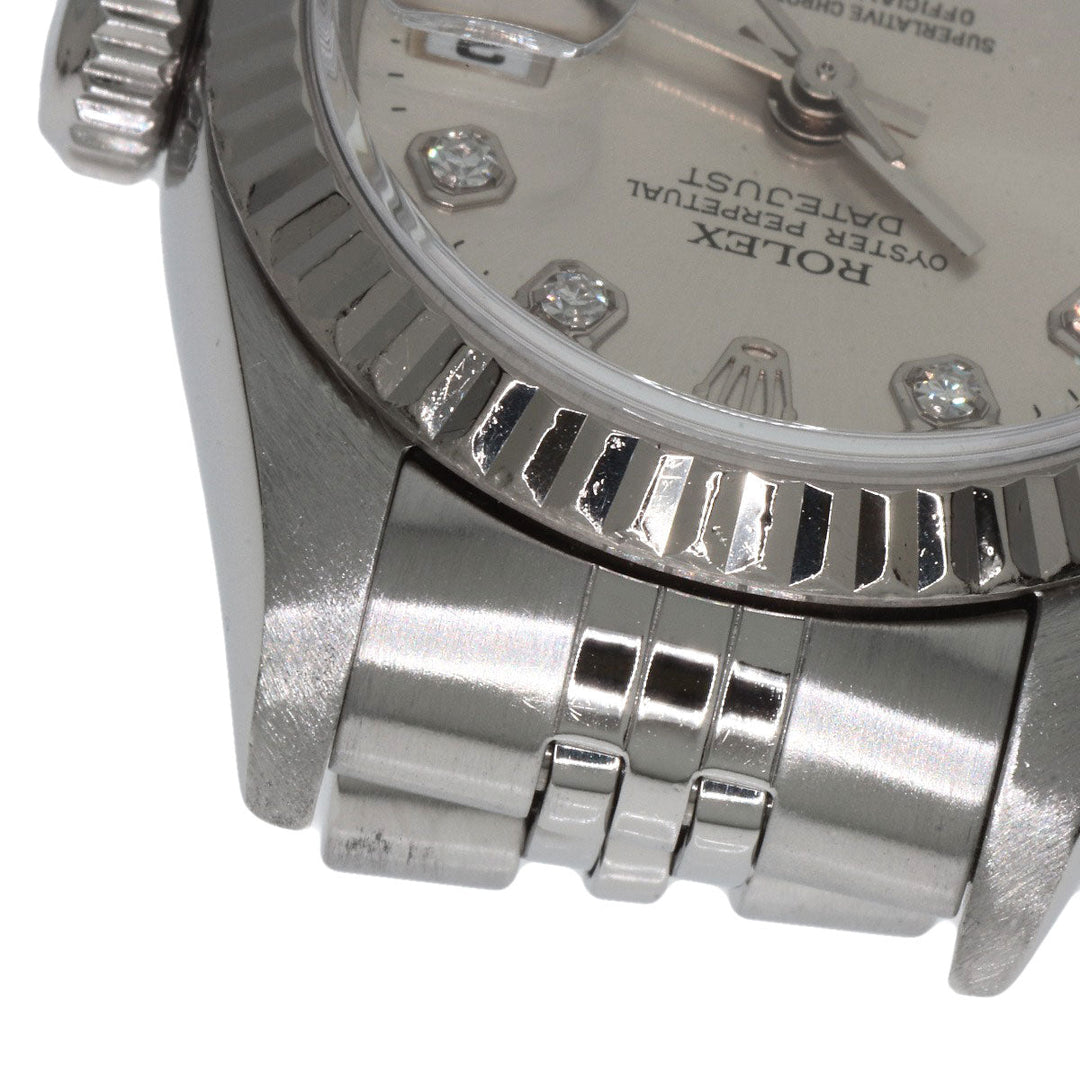 ROLEX Watches Mechanical Automatic 69174G Stainless Steel , Stainless Steel , K18WG Silver Datejust 10P Diamond Silver dial Women Used Authentic