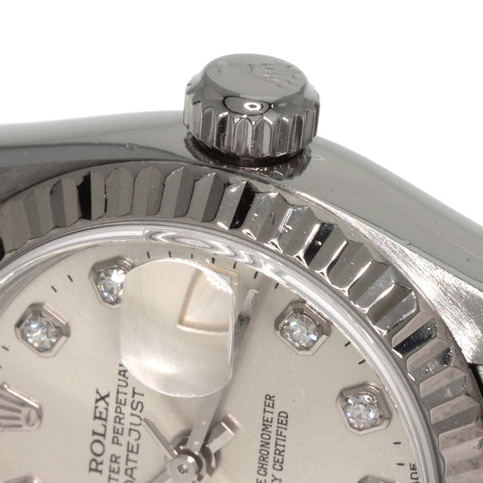 ROLEX Watches Mechanical Automatic 69174G Stainless Steel , Stainless Steel , K18WG Silver Datejust 10P Diamond Silver dial Women Used Authentic