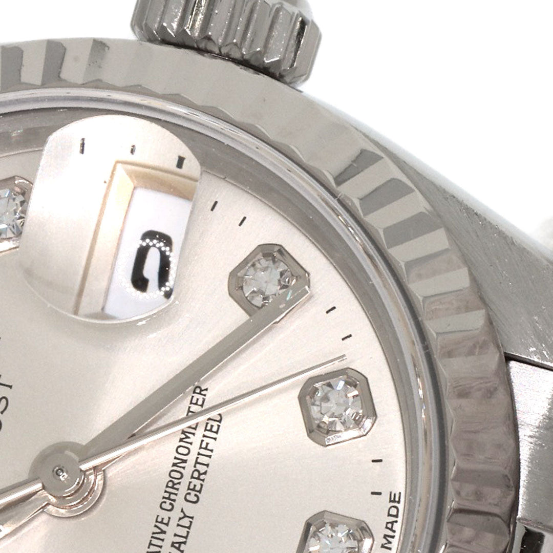 ROLEX Watches Mechanical Automatic 69174G Stainless Steel , Stainless Steel , K18WG Silver Datejust 10P Diamond Silver dial Women Used Authentic
