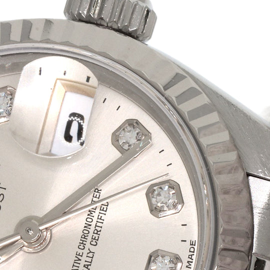 ROLEX Watches Mechanical Automatic 69174G Stainless Steel , Stainless Steel , K18WG Silver Datejust 10P Diamond Silver dial Women Used Authentic