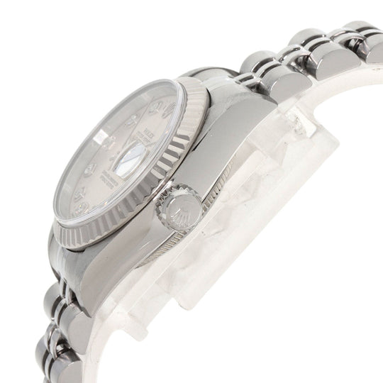 ROLEX Watches Mechanical Automatic 69174G Stainless Steel , Stainless Steel , K18WG Silver Datejust 10P Diamond Silver dial Women Used Authentic