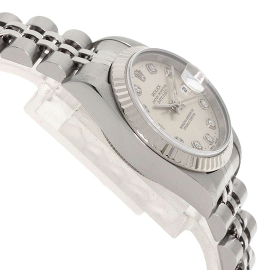 ROLEX Watches Mechanical Automatic 69174G Stainless Steel , Stainless Steel , K18WG Silver Datejust 10P Diamond Silver dial Women Used Authentic
