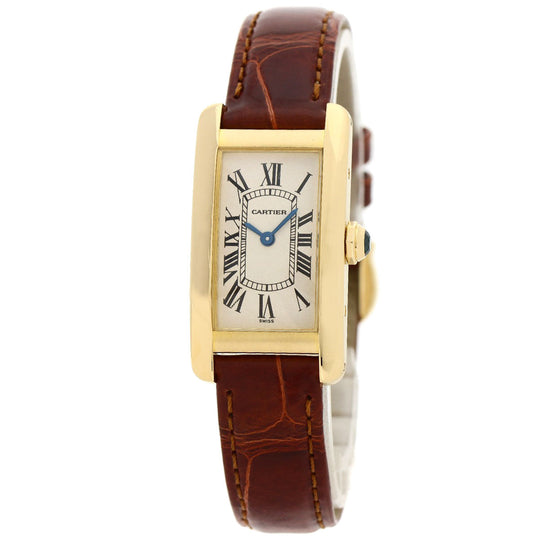 CARTIER Watches Quartz W2601556 K18YG, leather gold Tank American SM Ivory dial Women Used Authentic