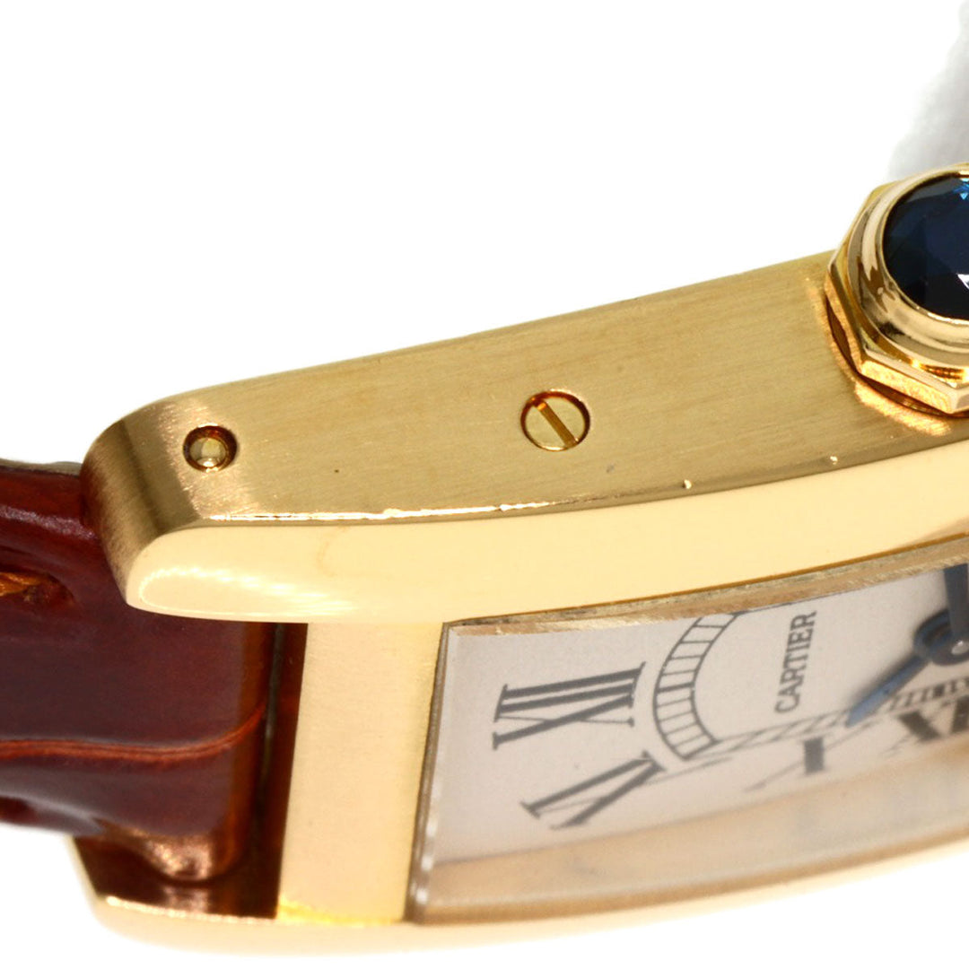 CARTIER Watches Quartz W2601556 K18YG, leather gold Tank American SM Ivory dial Women Used Authentic