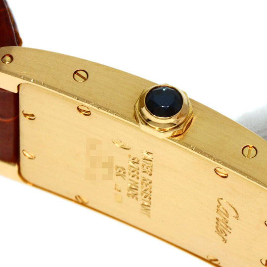 CARTIER Watches Quartz W2601556 K18YG, leather gold Tank American SM Ivory dial Women Used Authentic