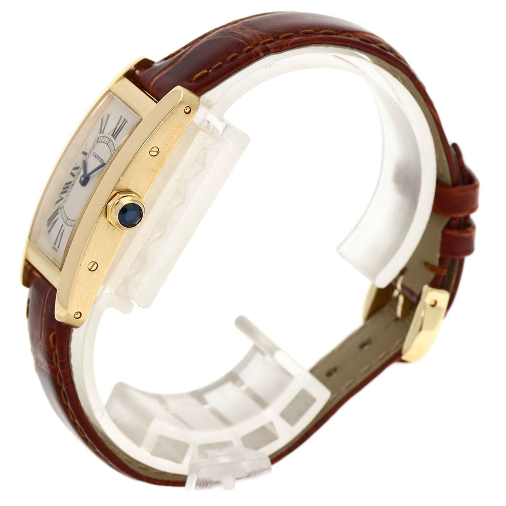 CARTIER Watches Quartz W2601556 K18YG, leather gold Tank American SM Ivory dial Women Used Authentic