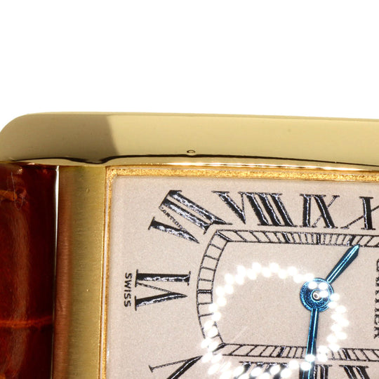 CARTIER Watches Quartz W2601556 K18YG, leather gold Tank American SM Ivory dial Women Used Authentic