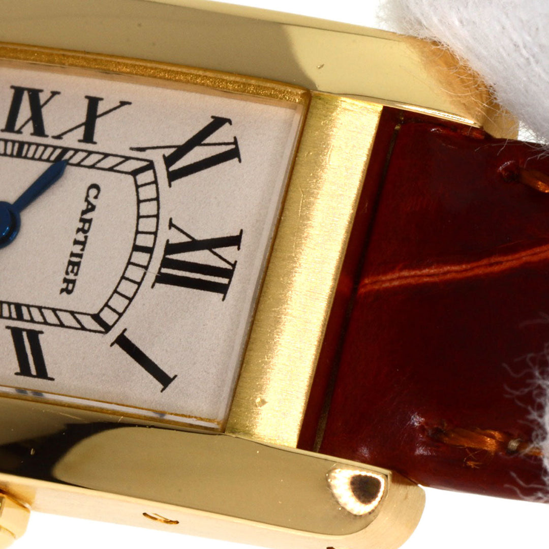 CARTIER Watches Quartz W2601556 K18YG, leather gold Tank American SM Ivory dial Women Used Authentic
