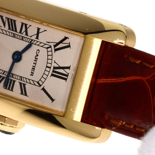 CARTIER Watches Quartz W2601556 K18YG, leather gold Tank American SM Ivory dial Women Used Authentic