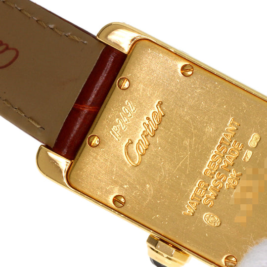 CARTIER Watches Quartz W2601556 K18YG, leather gold Tank American SM Ivory dial Women Used Authentic