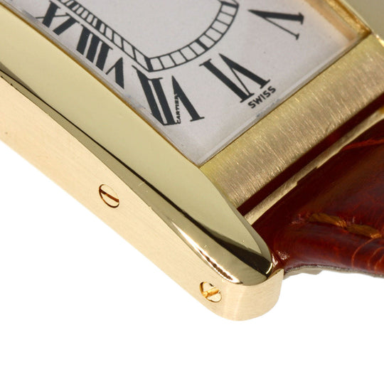 CARTIER Watches Quartz W2601556 K18YG, leather gold Tank American SM Ivory dial Women Used Authentic