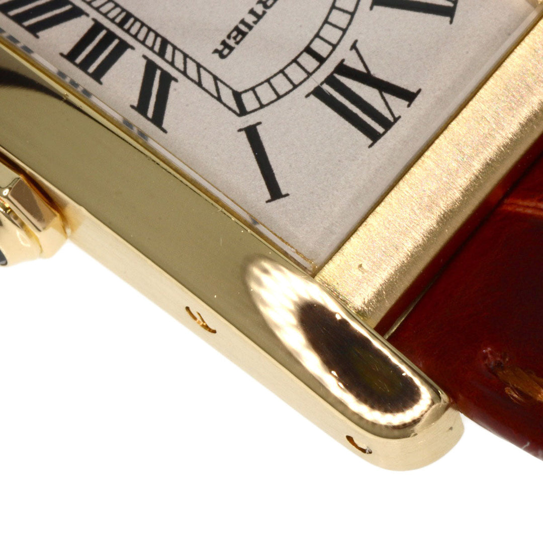 CARTIER Watches Quartz W2601556 K18YG, leather gold Tank American SM Ivory dial Women Used Authentic