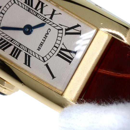 CARTIER Watches Quartz W2601556 K18YG, leather gold Tank American SM Ivory dial Women Used Authentic