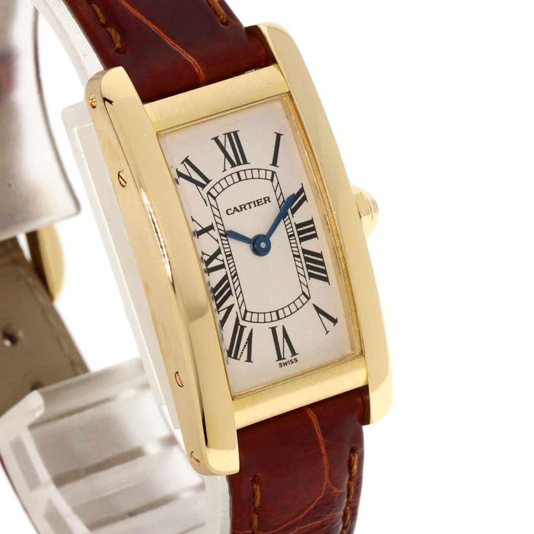 CARTIER Watches Quartz W2601556 K18YG, leather gold Tank American SM Ivory dial Women Used Authentic