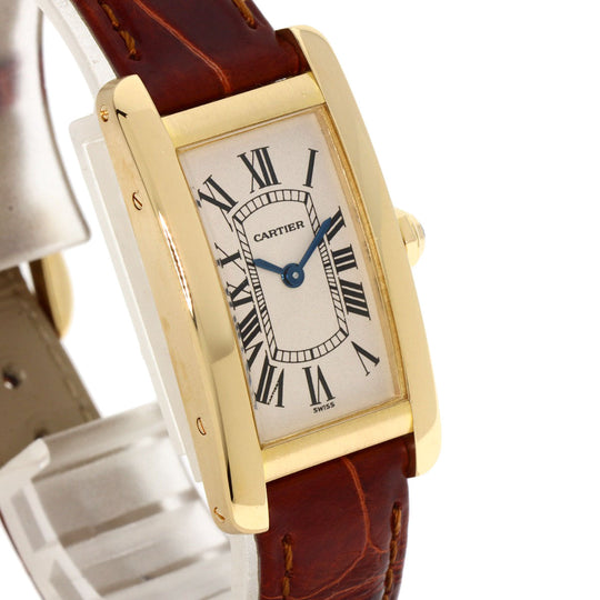 CARTIER Watches Quartz W2601556 K18YG, leather gold Tank American SM Ivory dial Women Used Authentic