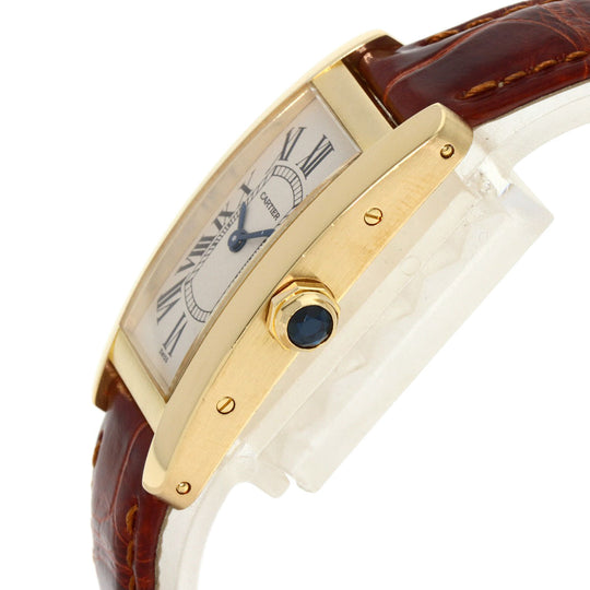 CARTIER Watches Quartz W2601556 K18YG, leather gold Tank American SM Ivory dial Women Used Authentic