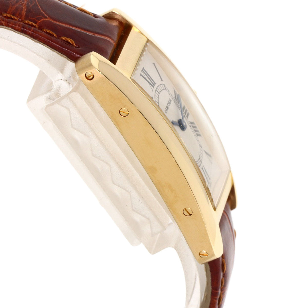 CARTIER Watches Quartz W2601556 K18YG, leather gold Tank American SM Ivory dial Women Used Authentic