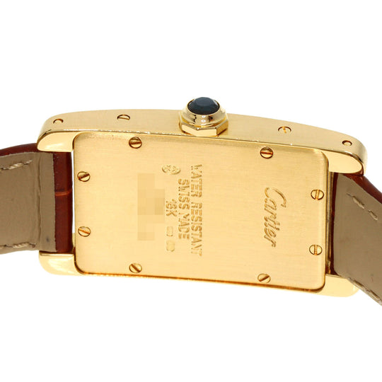 CARTIER Watches Quartz W2601556 K18YG, leather gold Tank American SM Ivory dial Women Used Authentic